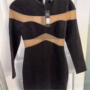 Elegant Fashion Nova Black Sheer Panel Dress